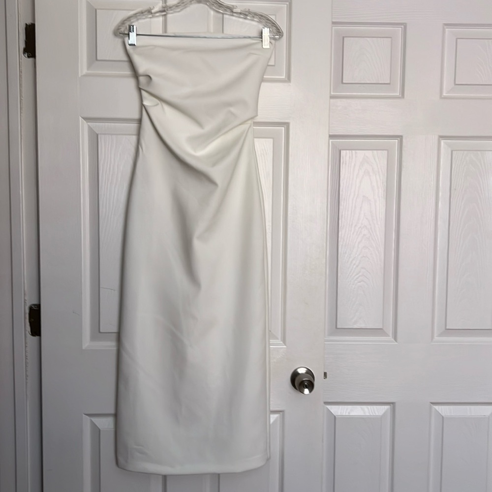 Zara White Strapless Midaxi Dress XS